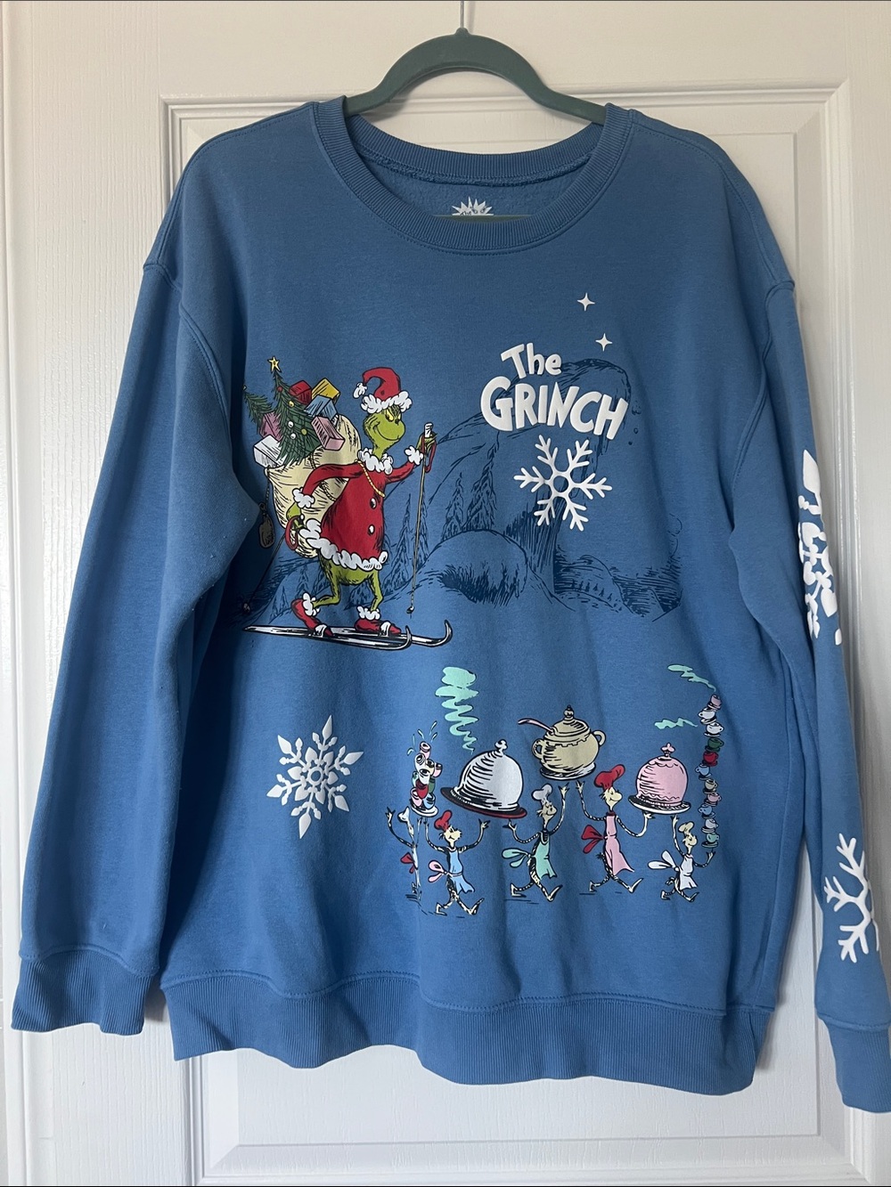Hybrid Apparel Blue Grinch Graphic Crewneck Sweatshirt